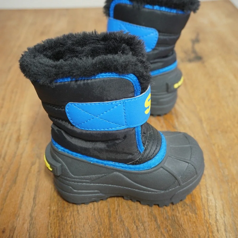 Sorel Snow Commander Toddler 12-24M Size 6 Winter Snow Boots Black Blue Yellow